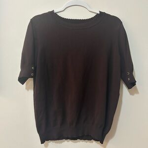Anne Klein Dark Brown Short Sleeve Top